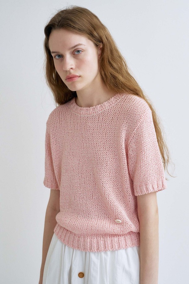 ANEDIT - 스웨터 - S Hand Stitch Summer Slub Knit_Mix Pink