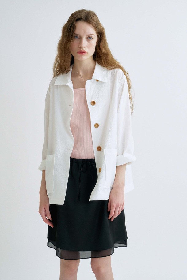 ANEDIT - 자켓 - S Amelia Seersucker Jacket_White