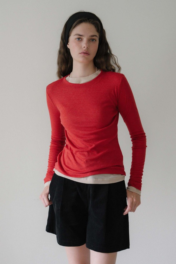 ANEDIT - 긴소매 티셔츠 - U Wool Layered Sleeve Tshirt_8colors