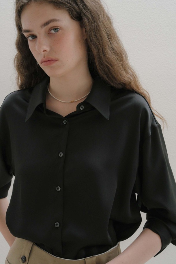 ANEDIT - 셔츠 - U Silky Classic Shirt_Black