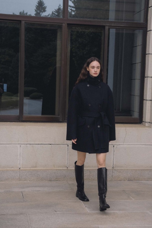 ANEDIT - 코트 - F Wool Classic Double Pea Coat_Night