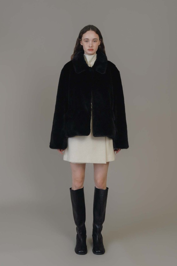 ANEDIT - 점퍼 - F Fluffy Mink Fur Jacket_Black Cat