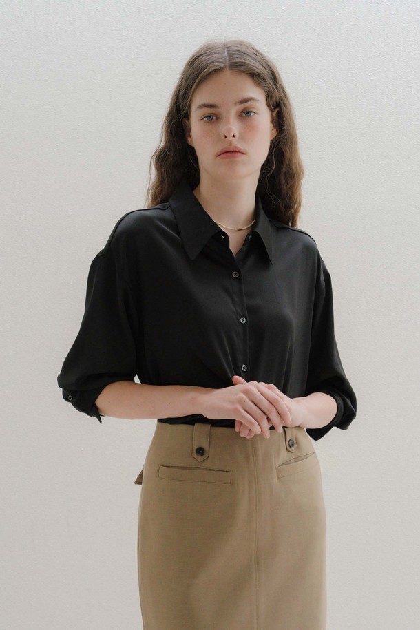 ANEDIT - 셔츠 - U Silky Classic Shirt_Black