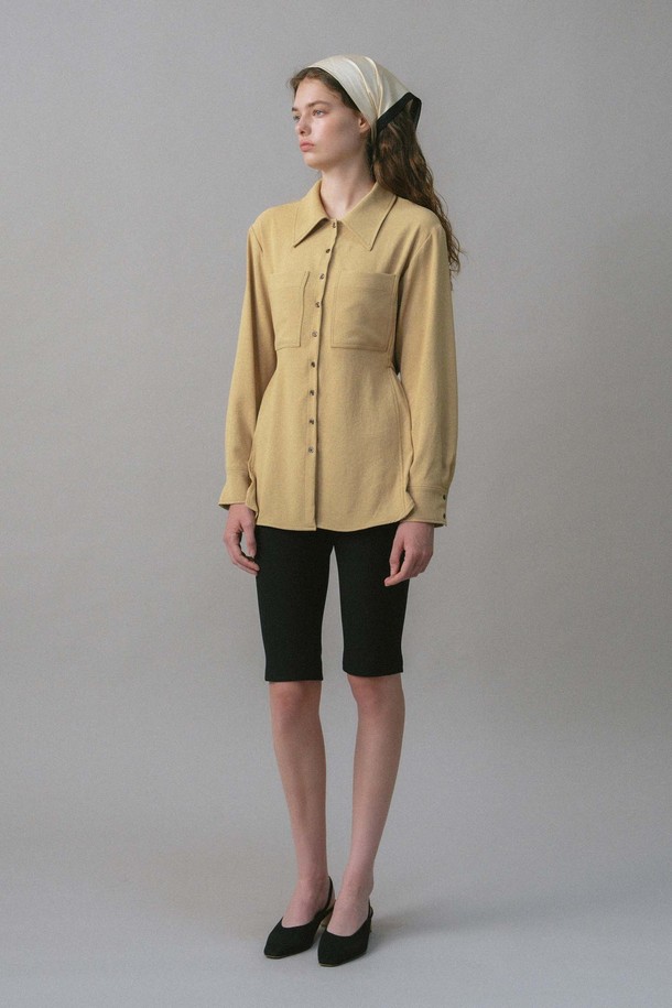 ANEDIT - 블라우스 - U Stitch Point Slim Shirt_2colors