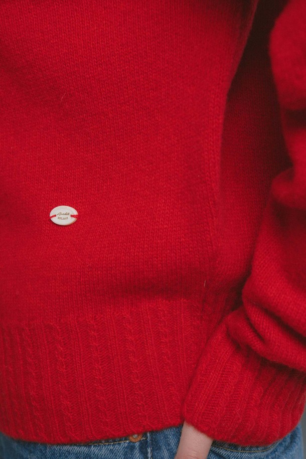 ANEDIT - 가디건 - U Merino Wool Cable Cadigan_Urban Red