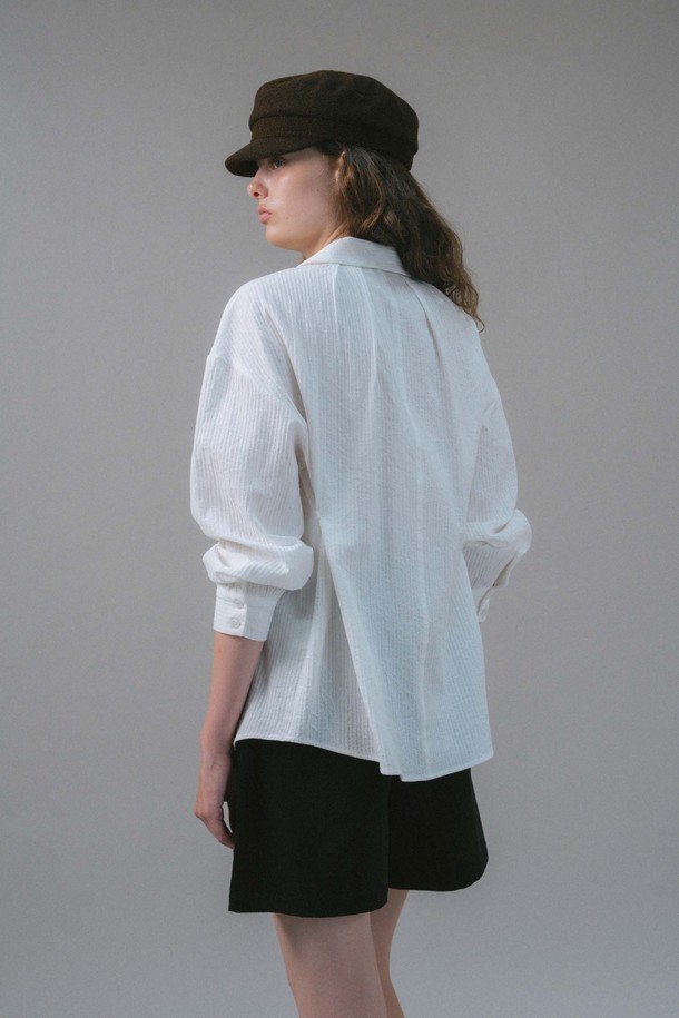 ANEDIT - 블라우스 - U Silhouette 3way Texture Shirt_2colors