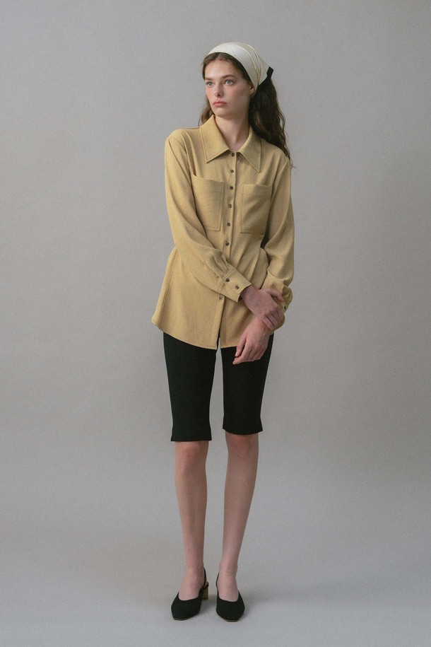 ANEDIT - 블라우스 - U Stitch Point Slim Shirt_2colors