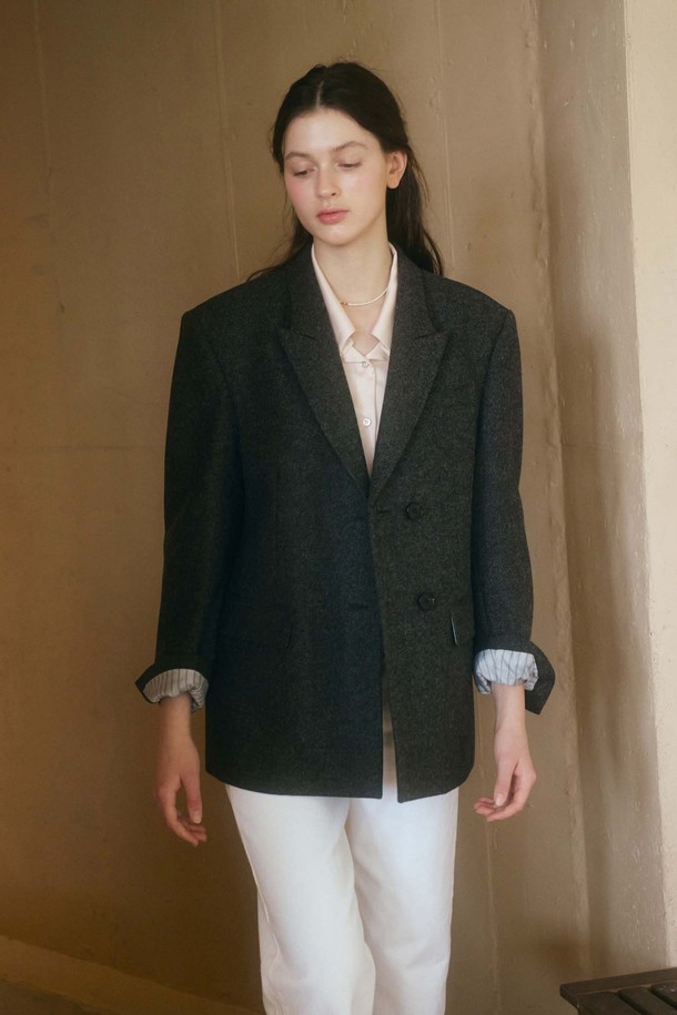 ANEDIT - 자켓 - U Leah Wool Double Jacket_Mix Gray