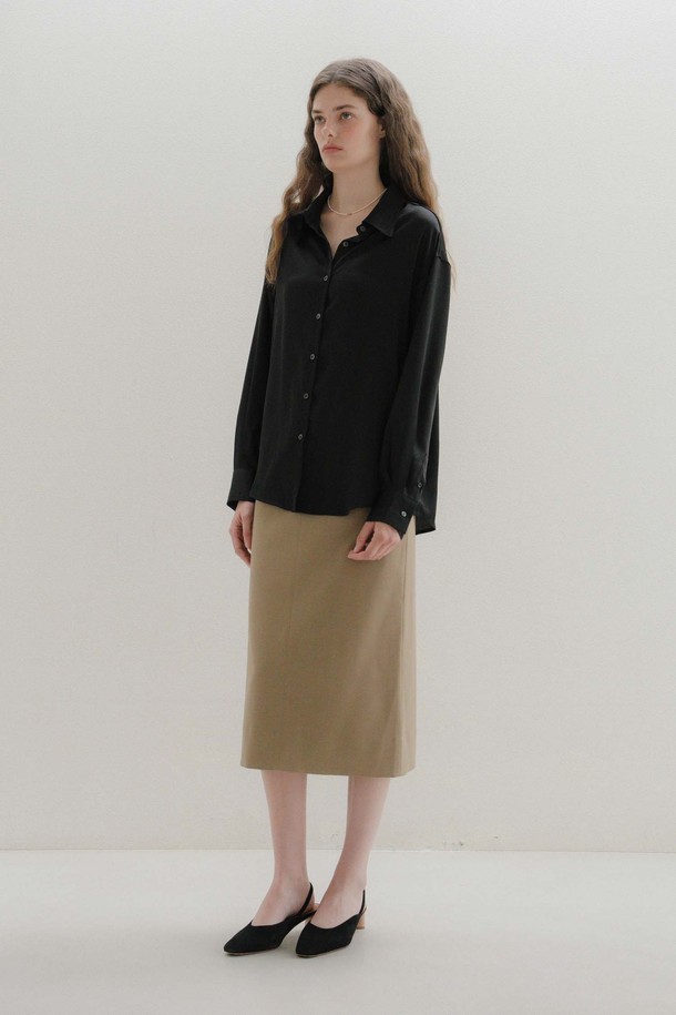 ANEDIT - 셔츠 - U Silky Classic Shirt_Black