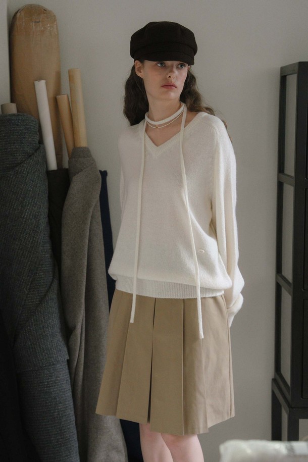 ANEDIT - 스웨터 - U String Wool V Neck Pullover_Sugar