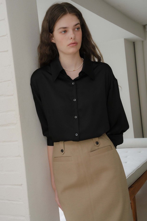 ANEDIT - 셔츠 - U Silky Classic Shirt_Black