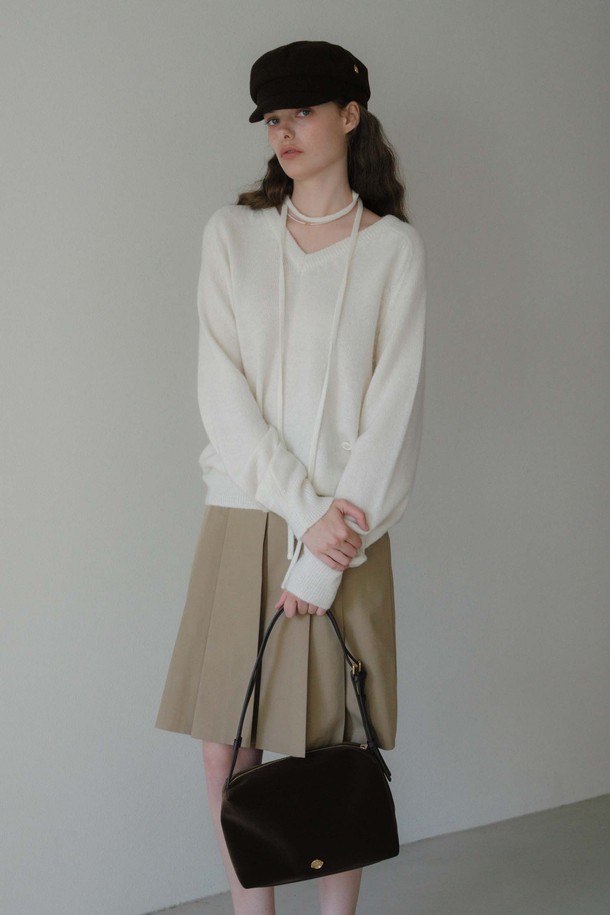 ANEDIT - 스웨터 - U String Wool V Neck Pullover_Sugar