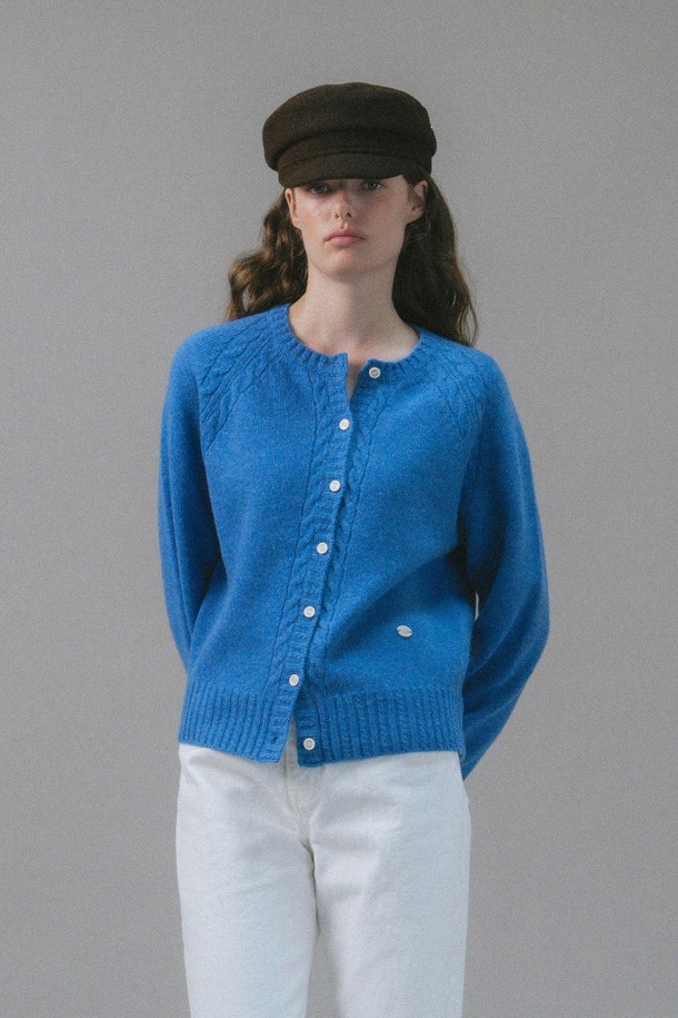 ANEDIT - 가디건 - U Merino Wool Cable Cadigan_French Blue