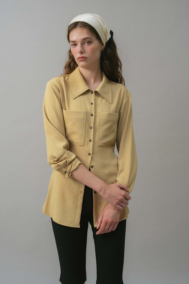 ANEDIT - 블라우스 - U Stitch Point Slim Shirt_2colors