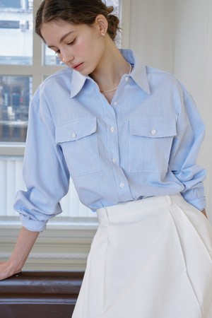 Stripe Pocket Point Shirt_Blue