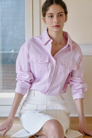 Stripe Pocket Point Shirt_Pink