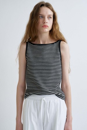 S Boat neck Texture Sleeveless_4colors