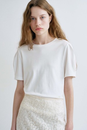 S Puff Sleeve Half Tshirt_White