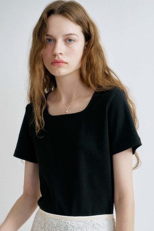 S Square Neck Rib Tshirt_3colors