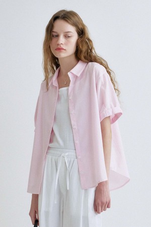 S Roll Up Half Shirt_Pink Stripe