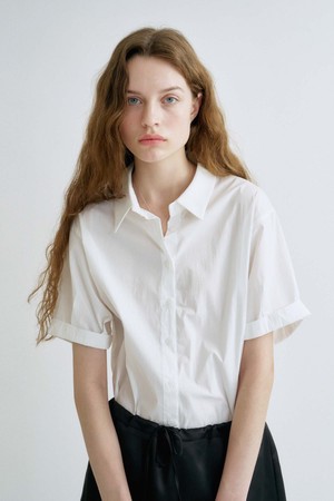 S Roll Up Half Shirt_White