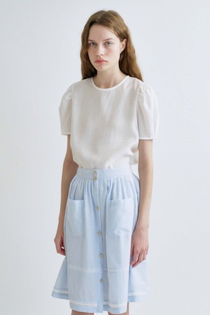 S Daily Shirring Puff Blouse_White