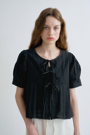 S Lovely Silhouette Ribbon Blouse_Black