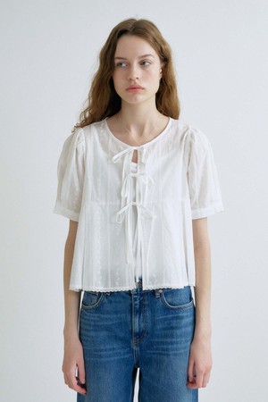 S Lovely Silhouette Ribbon Blouse_White