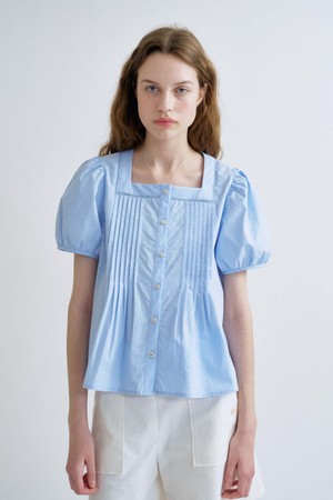 S Square Pin Tuck Blouse_Sky