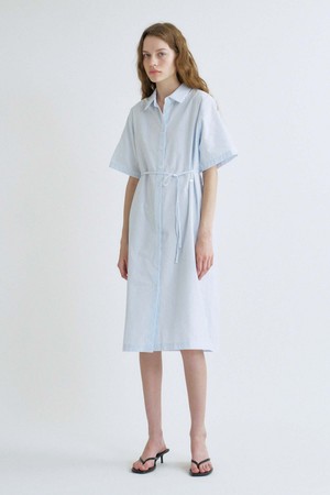 S Stripe Daily Half Shirt Dress_Sky