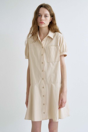 S Flare Half Shirt Dress_Light Beige