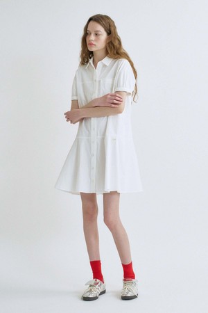 S Flare Half Shirt Dress_White