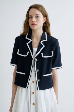 S Trimming Half Summer Jacket_Navy