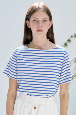 S Boat Neck Stripe Half Tshirt_3colors