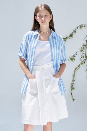 S Loose Fit Stripe Half Shirt_2colors