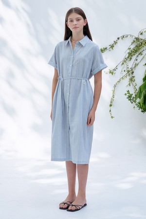 S Stripe Daily Half Shirt Dress_Blue