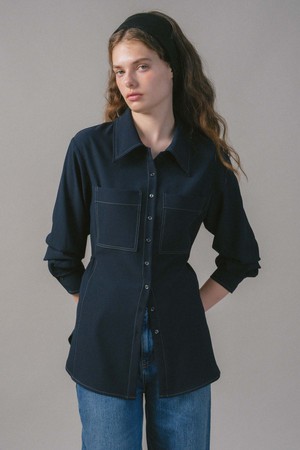 U Stitch Point Slim Shirt_2colors