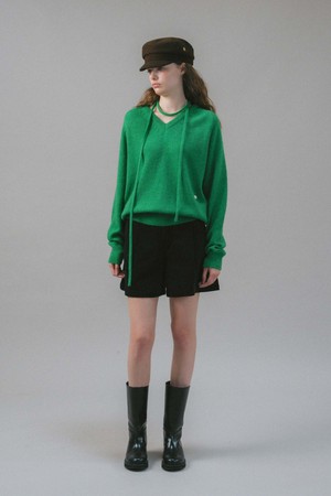 U String Wool V Neck Pullover_Jelly Green