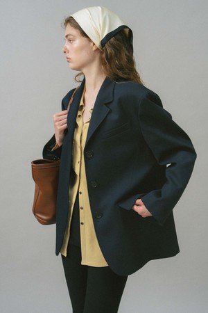 U Zoe Wool Single Breast Jacket_Navy