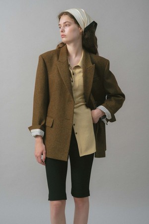 U Leah Wool Double Jacket_Mix Brown