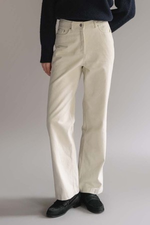 F Fleece Straight Cotton Pants_Ecru