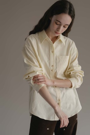 F Corduroy Button Point Shirt_Butter