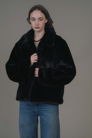 F Fluffy Mink Fur Jacket_Black Cat