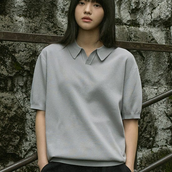 린넨 라이크 쿨 드라이 오픈 카라 니트 MNT108 / 6color