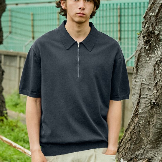 린넨 라이크 쿨 드라이 하프 집업 카라 반팔 니트 MNT112 / 7color