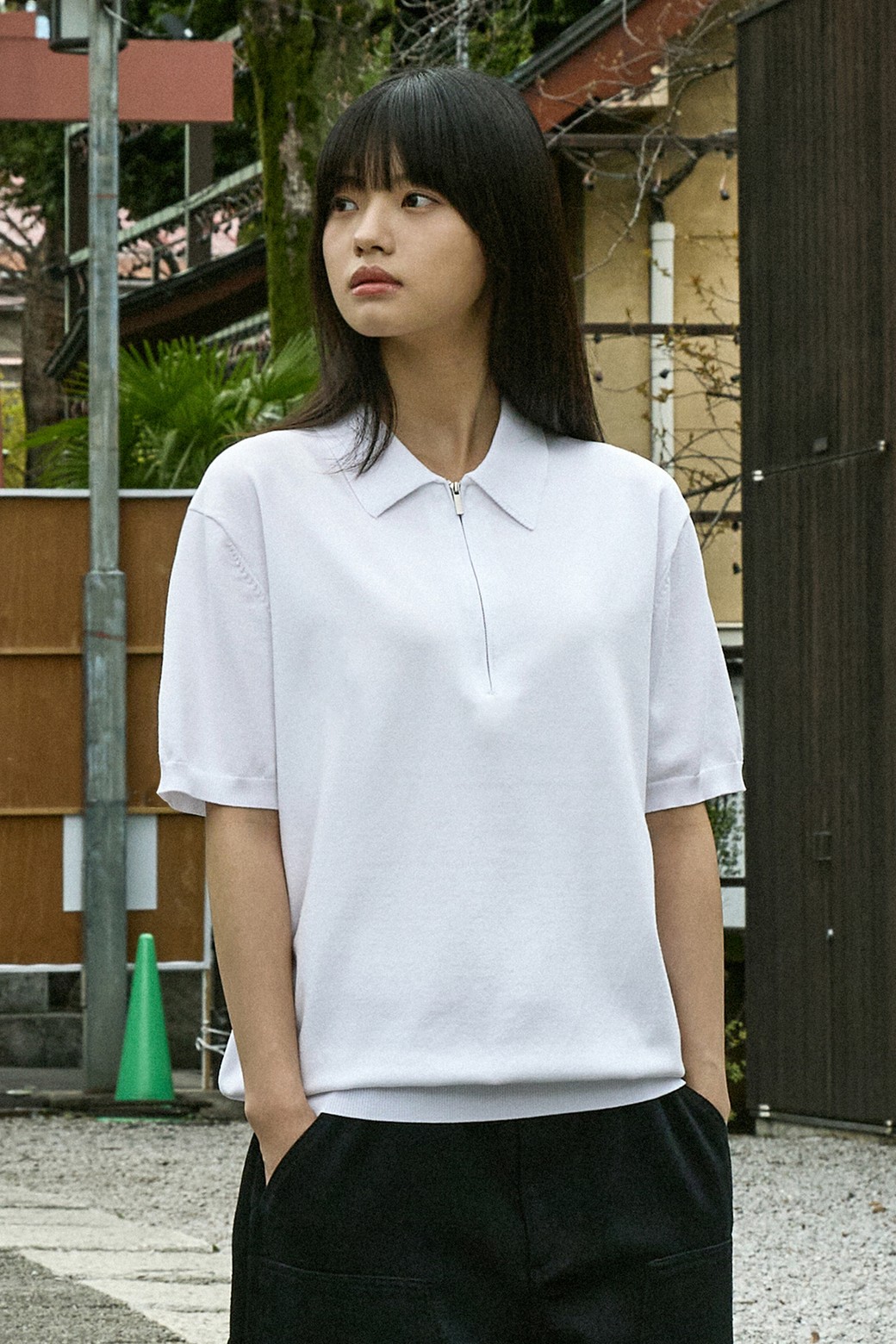 MINIMALPROJECT - 반팔티셔츠 - 린넨 라이크 쿨 드라이 하프 집업 카라 반팔 니트 MNT112 / 7color