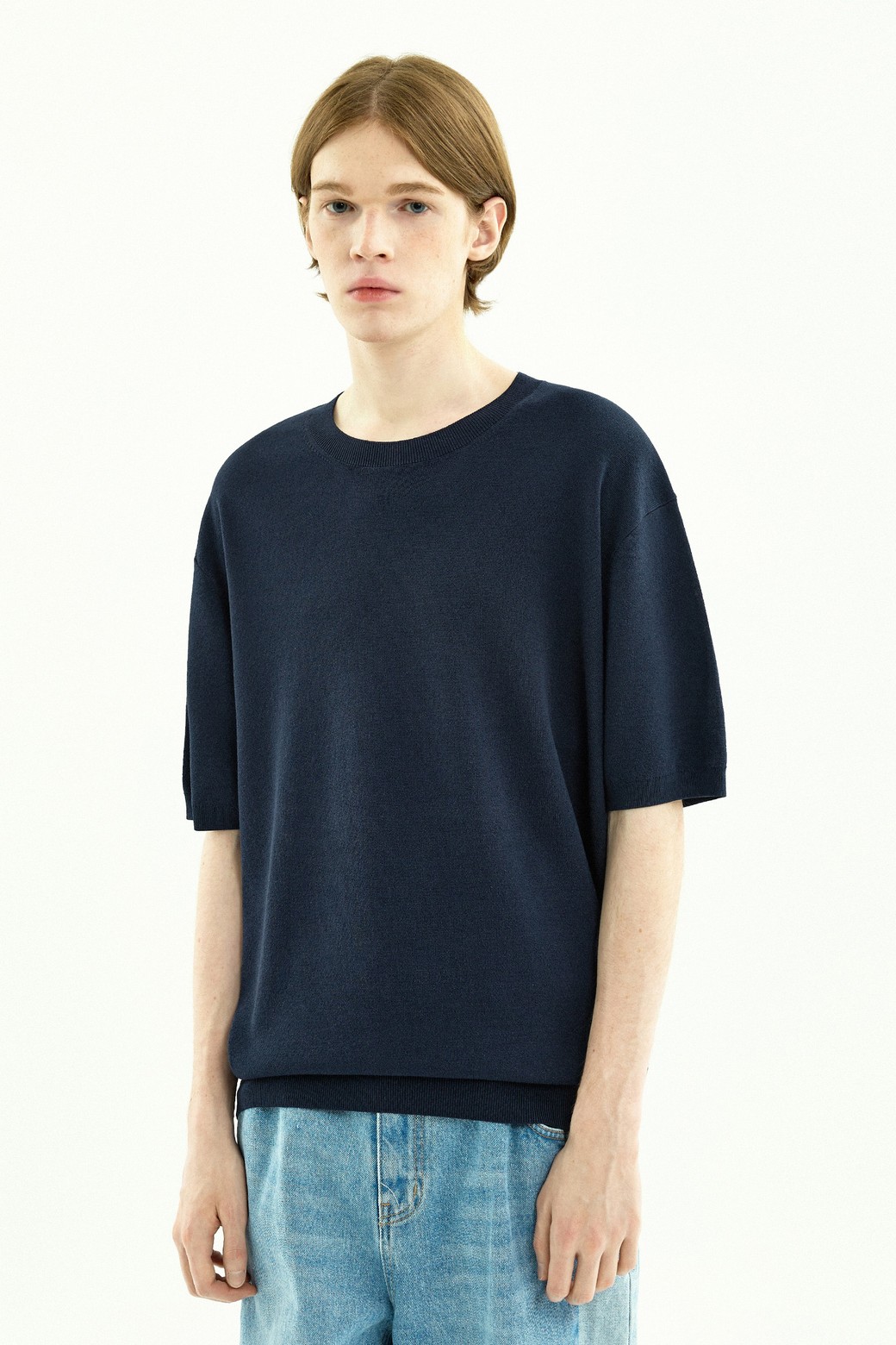 MINIMALPROJECT - 반팔티셔츠 - 린넨 라이크 쿨 드라이 라운드 니트 MNT109 / 6color
