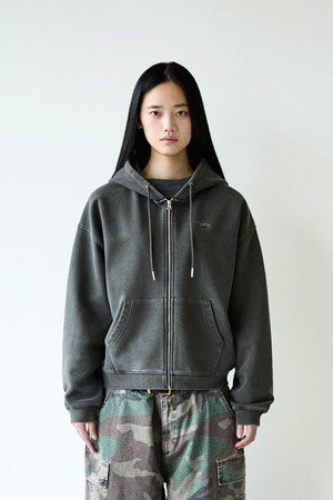 에센셜 피그먼트 크롭 후드 집업 FZT1038-Z / 2color