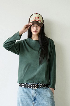 플루크 시그니처 로고 피그먼트 크롭 롱슬리브  FLT719 / 3Color