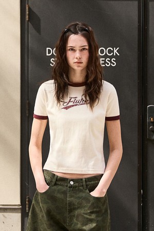 플루크 레트로 스크립트 로고 링거 티셔츠 FST359 / 6Color